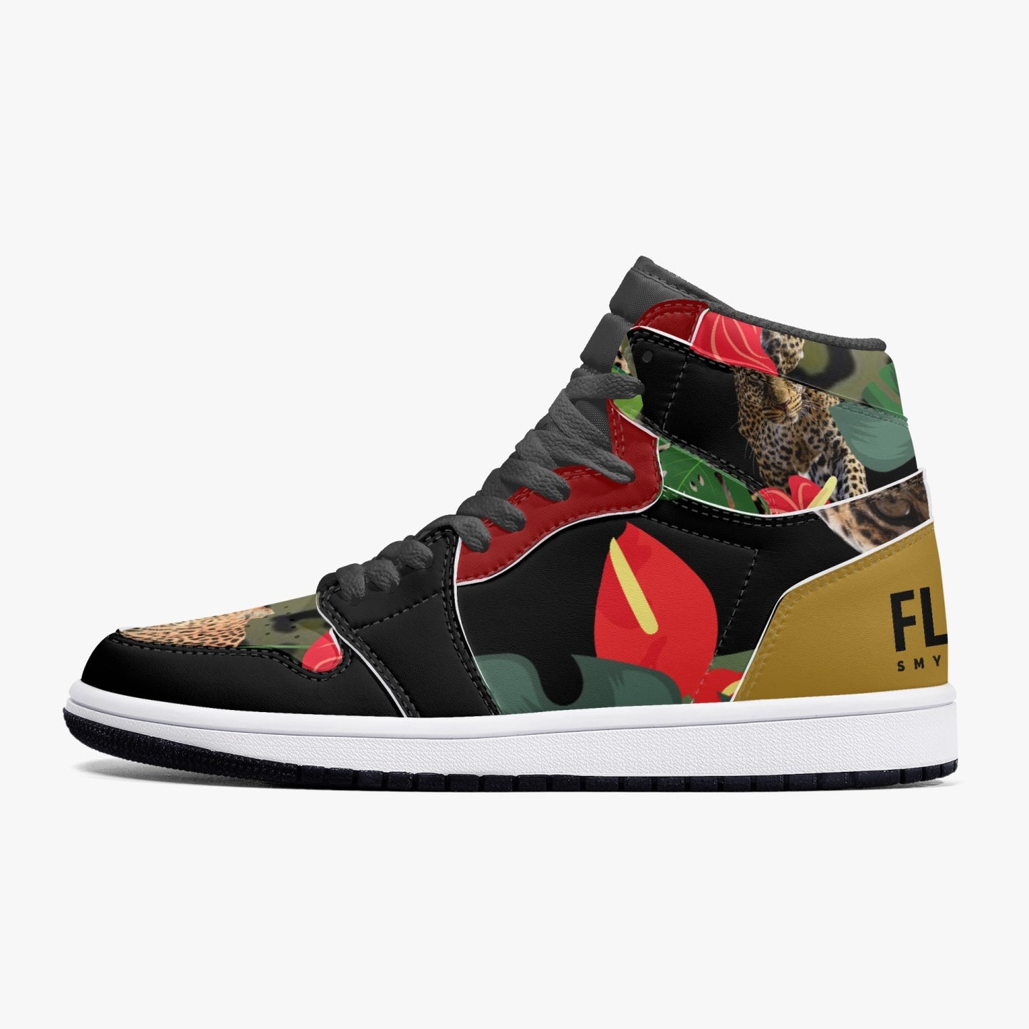 New Flooded Jungle Black High-Top Leather Sneakers