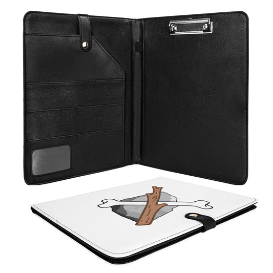 Foldable Leather Portfolio Organizer with Clipboard for Paperwork and Students (with clip)