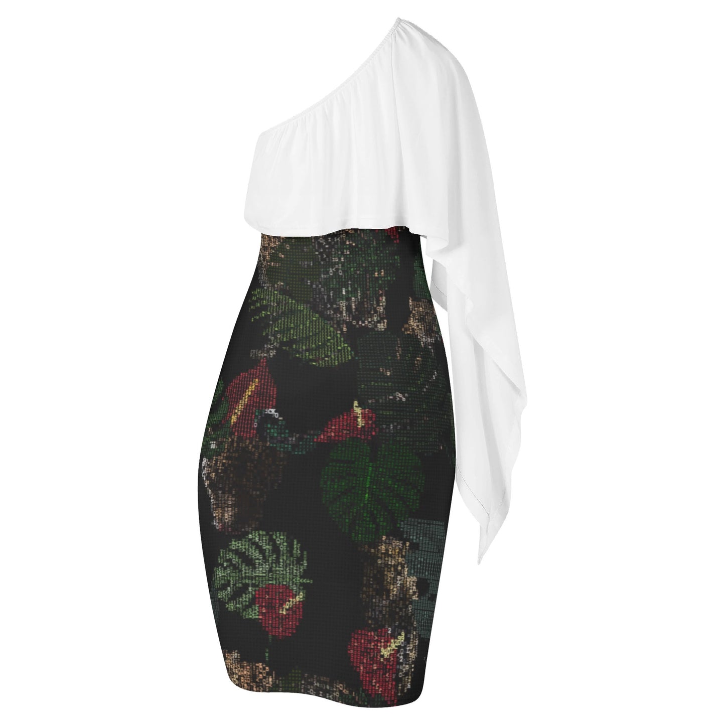 FLOODED Womens One Shoulder Sleeve Evening Formal Dress