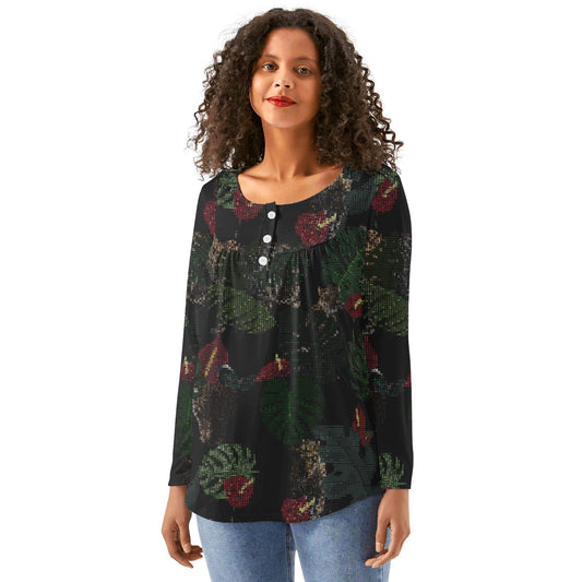 FLOODED Womens Long Sleeve Loose Flare Blouse