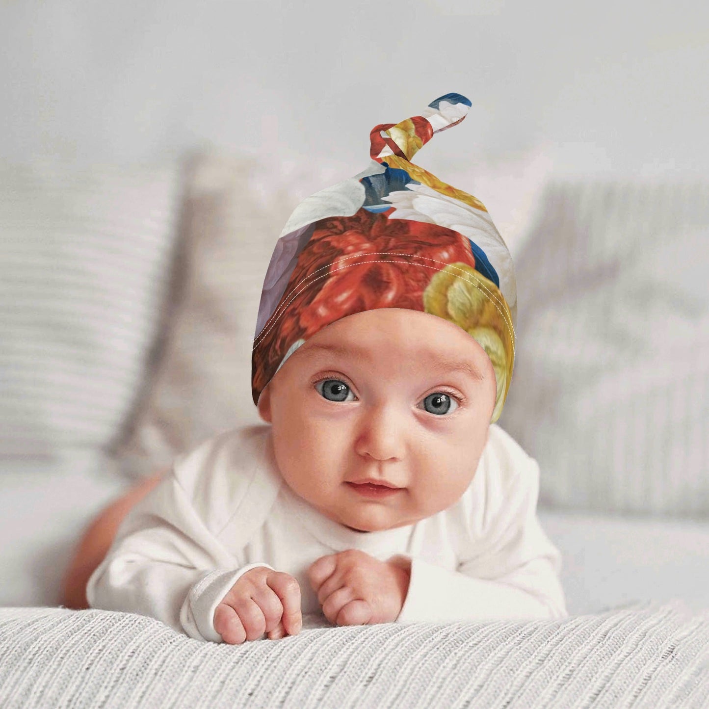 Flooded Vibes Newborn 3 Pcs for Beanie Baby Hat Hairband Blanket