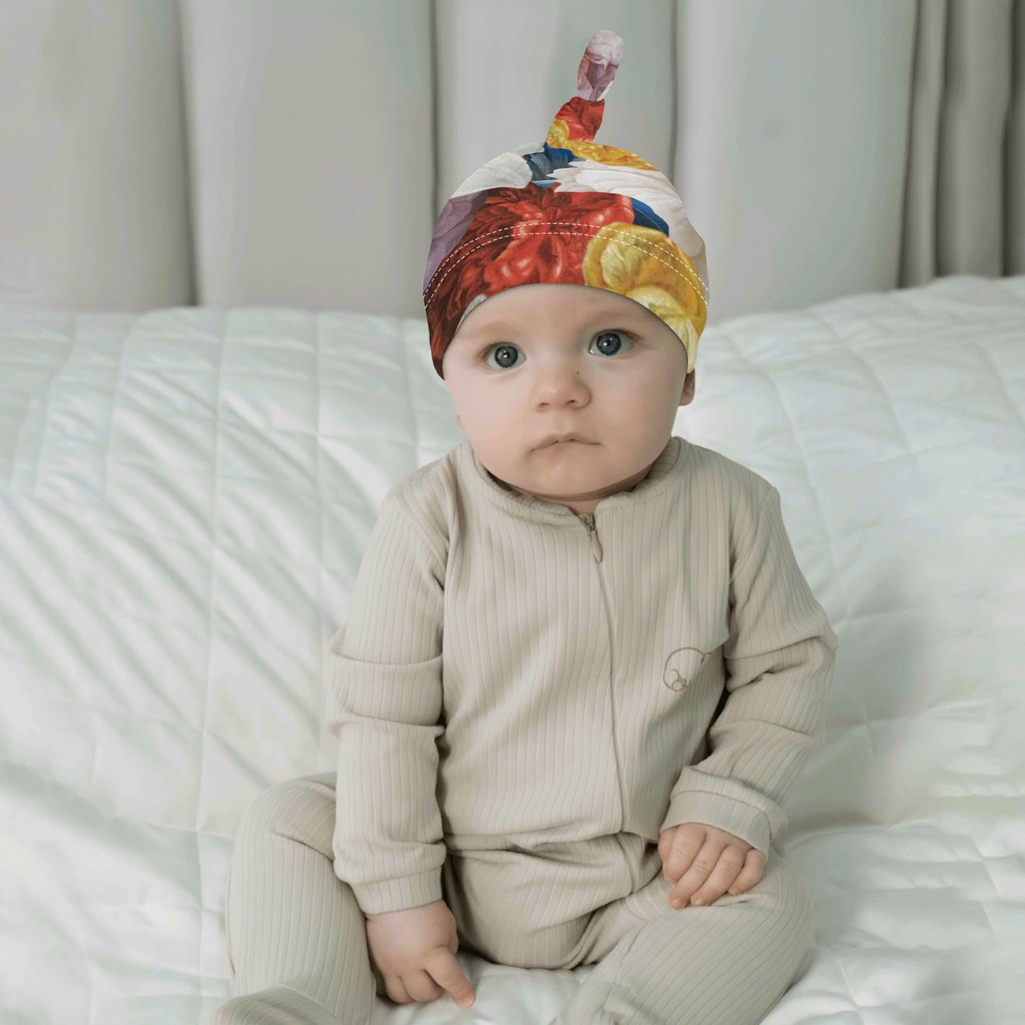 Flooded Vibes Newborn 3 Pcs for Beanie Baby Hat Hairband Blanket