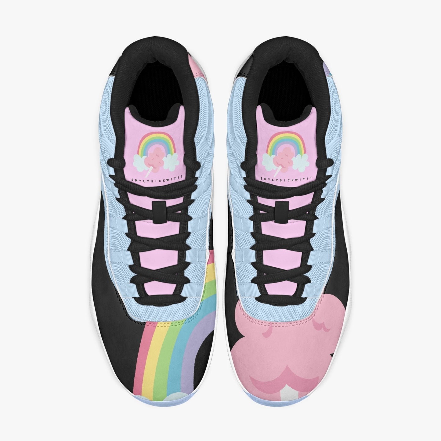 Cotton Candy Clouds Basketball Sneakers -Blue Sole