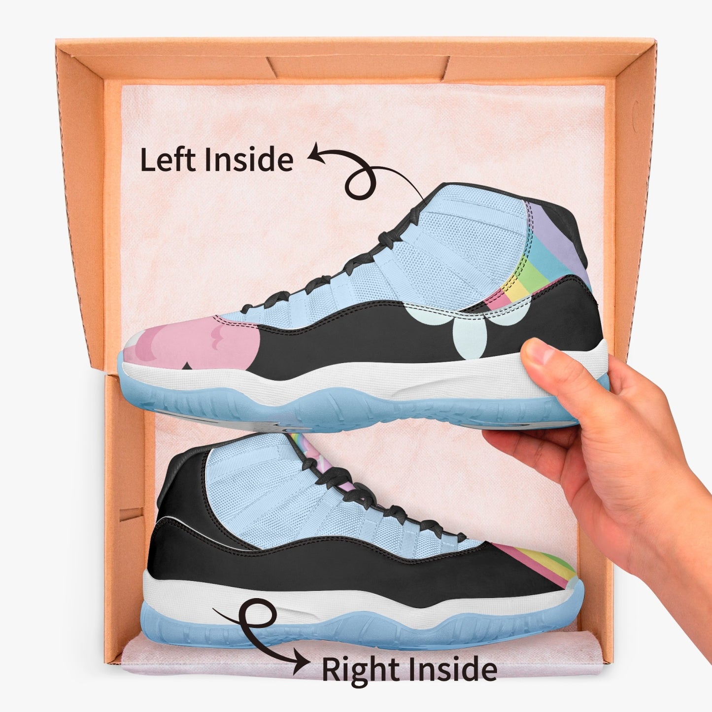 Cotton Candy Clouds Basketball Sneakers -Blue Sole