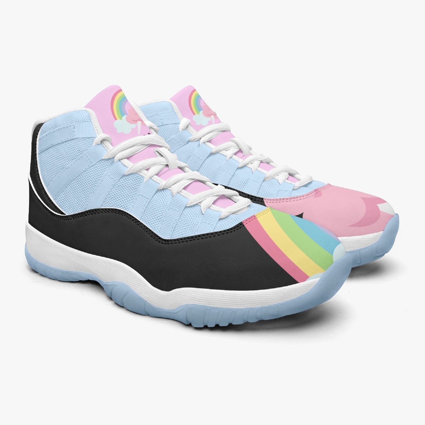 Cotton Candy Clouds Basketball Sneakers -Blue Sole