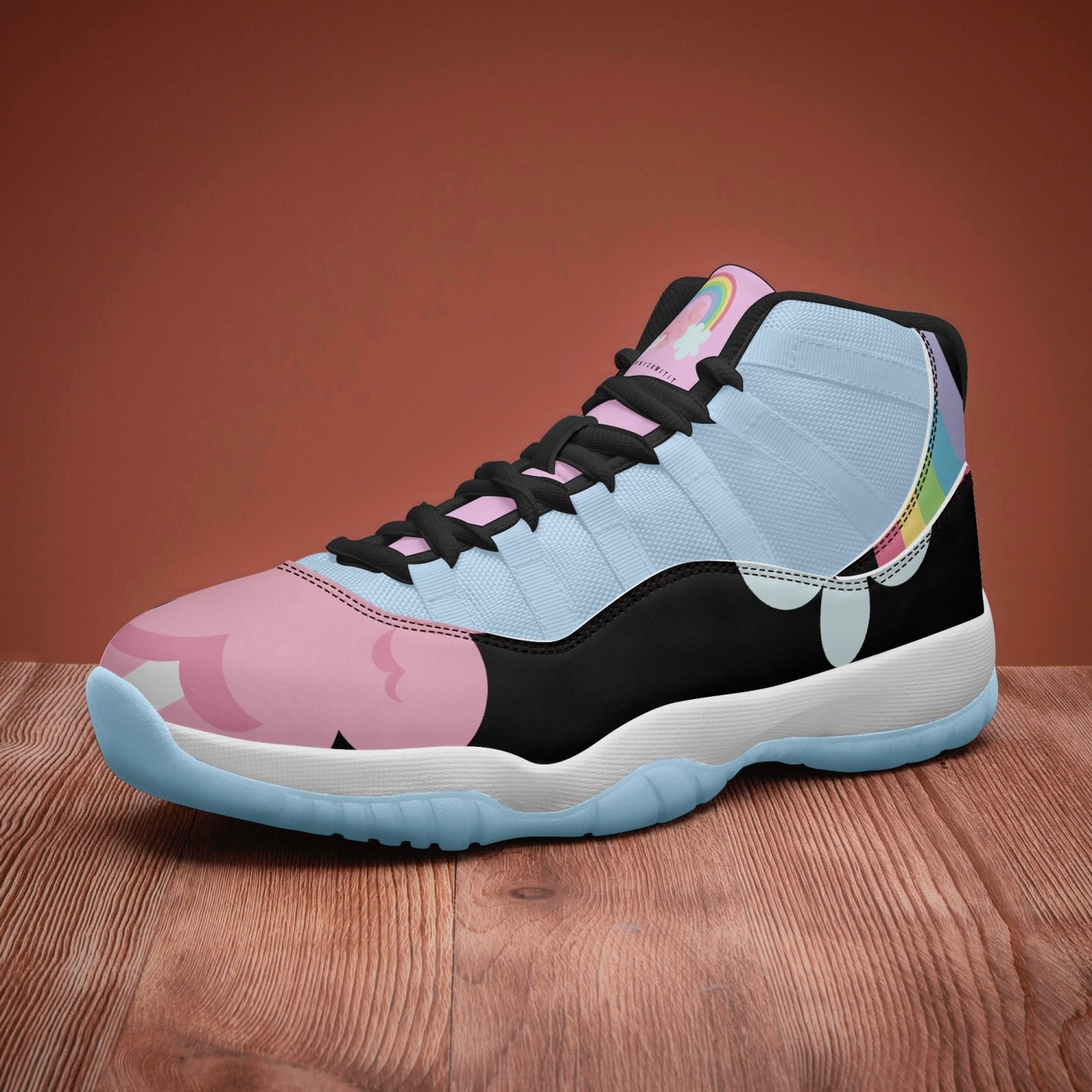 Cotton Candy Clouds Basketball Sneakers -Blue Sole