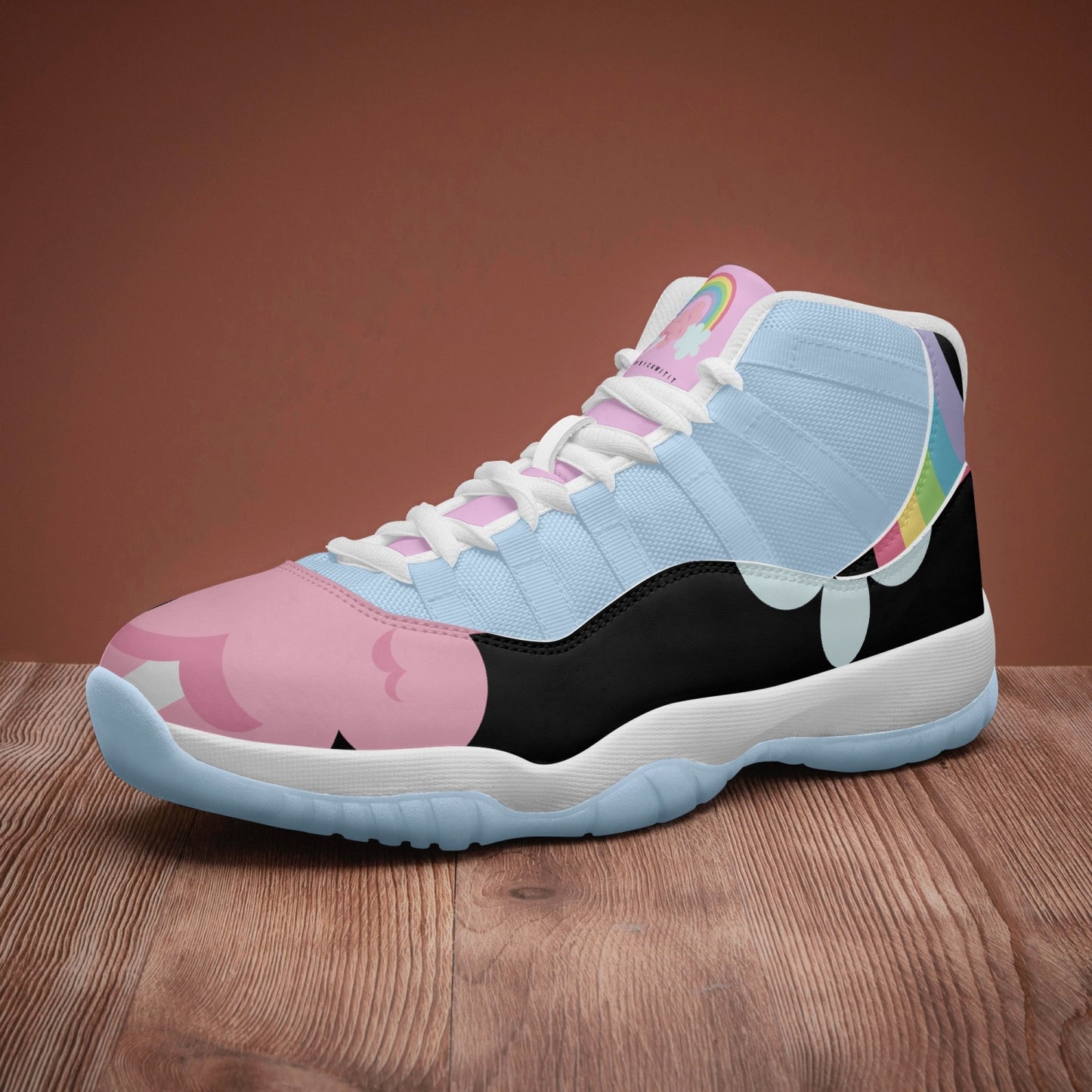 Cotton Candy Clouds Basketball Sneakers -Blue Sole