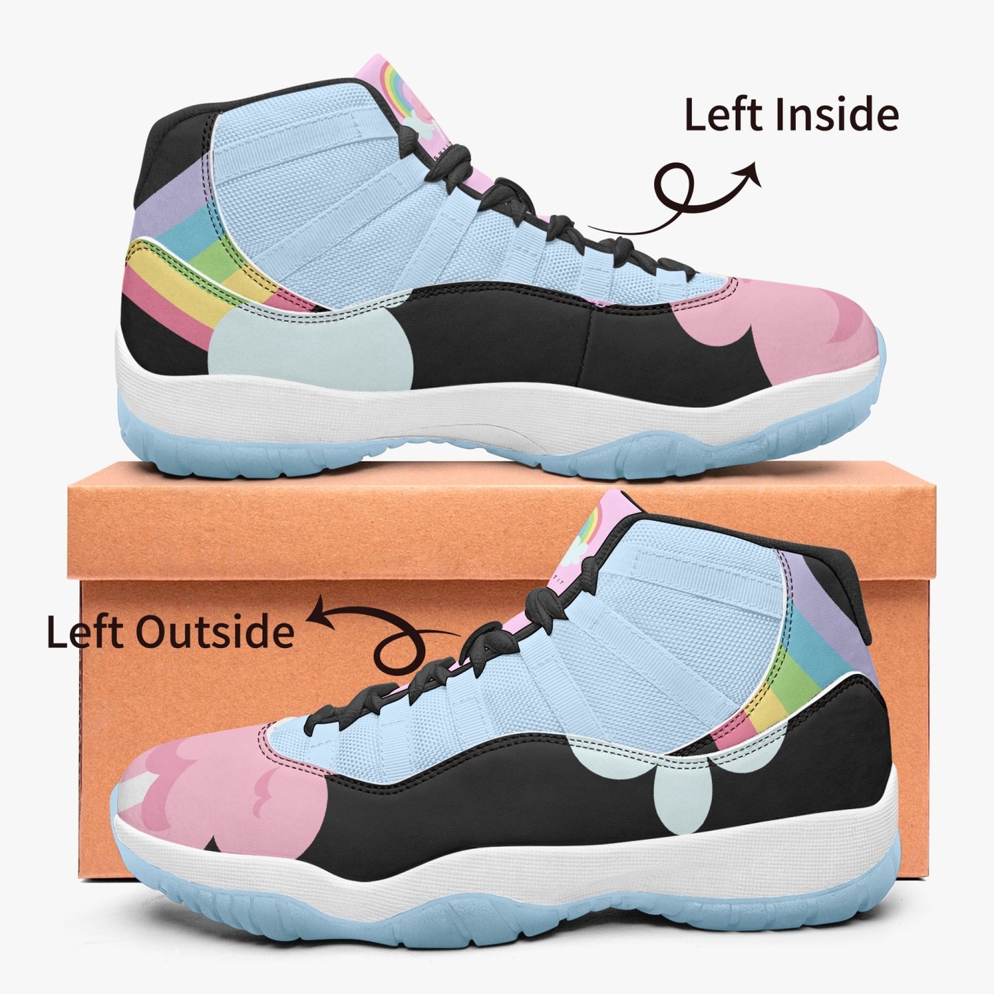 Cotton Candy Clouds Basketball Sneakers -Blue Sole