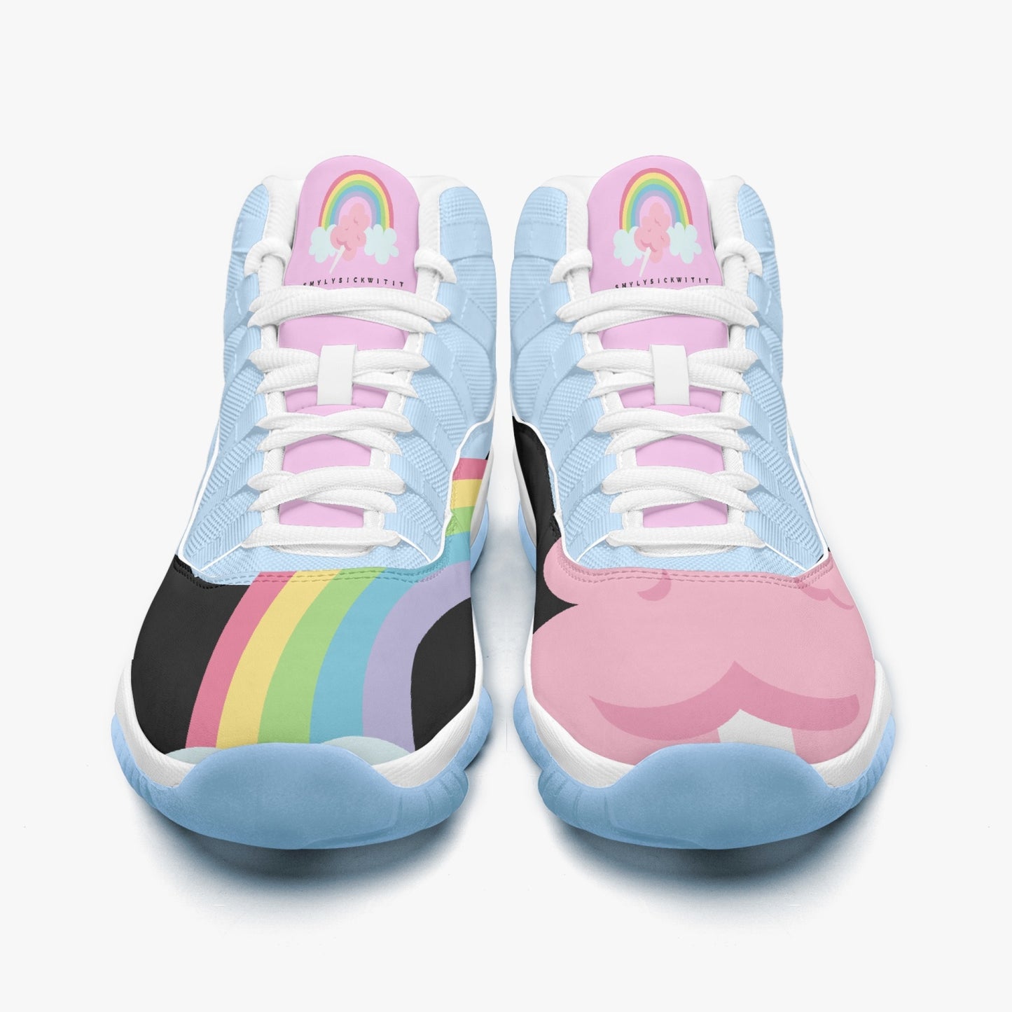 Cotton Candy Clouds Basketball Sneakers -Blue Sole