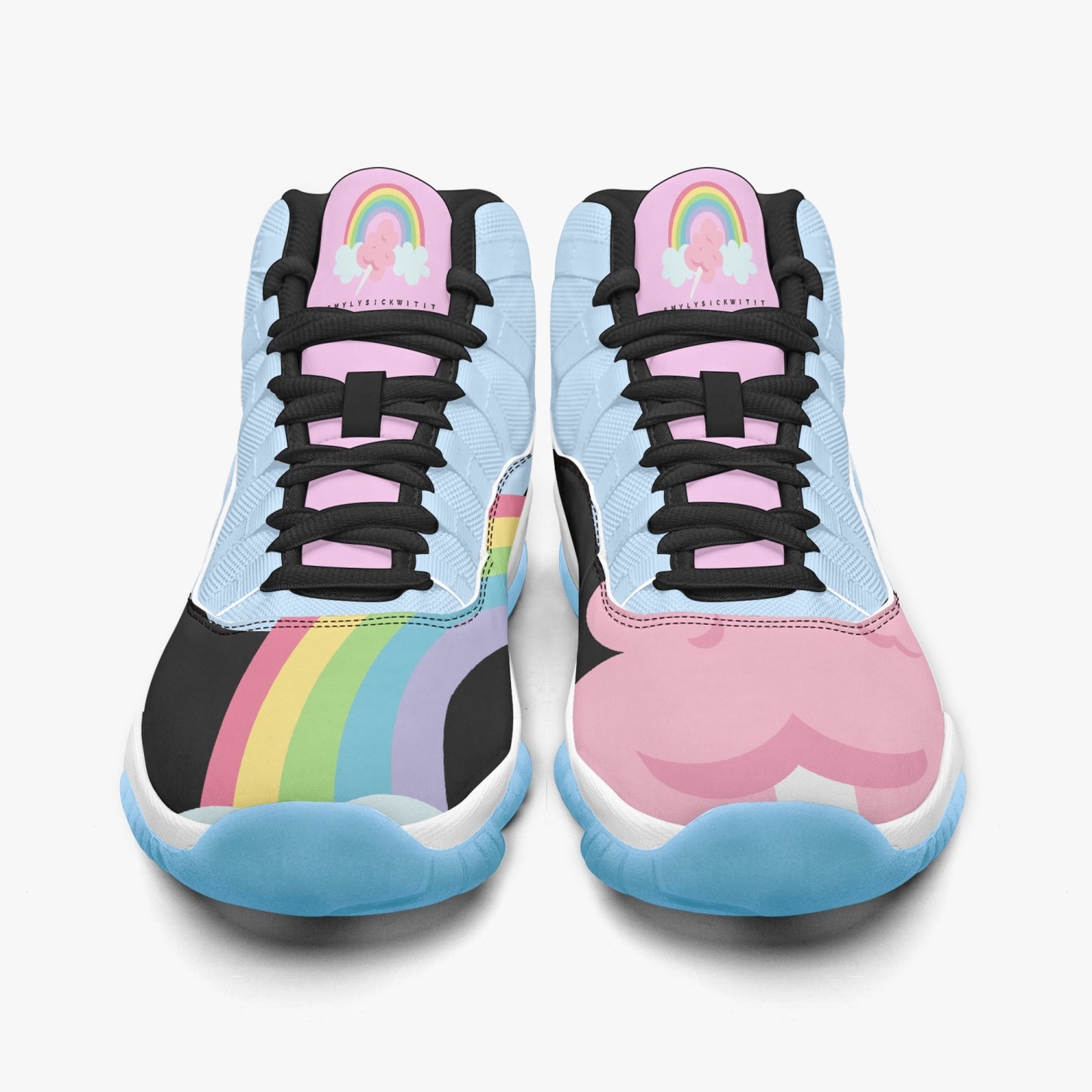 Cotton Candy Clouds Basketball Sneakers -Blue Sole