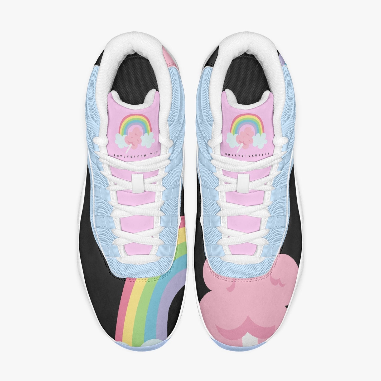 Cotton Candy Clouds Basketball Sneakers -Blue Sole