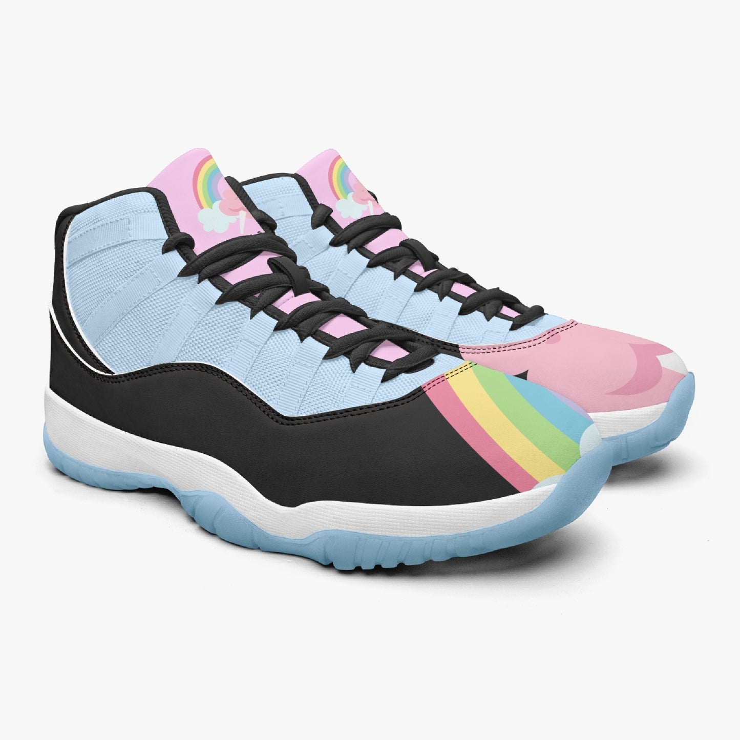 Cotton Candy Clouds Basketball Sneakers -Blue Sole