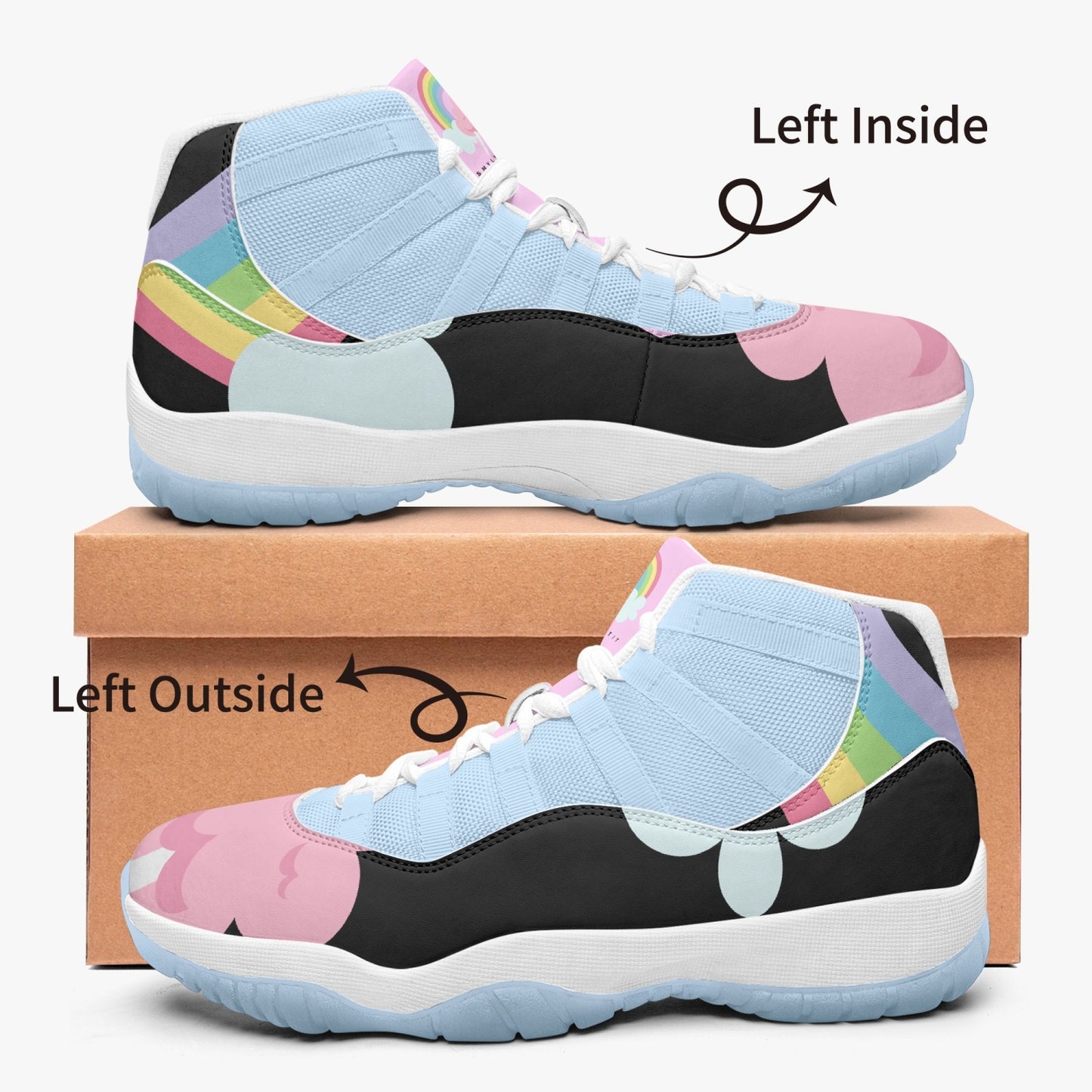 Cotton Candy Clouds Basketball Sneakers -Blue Sole